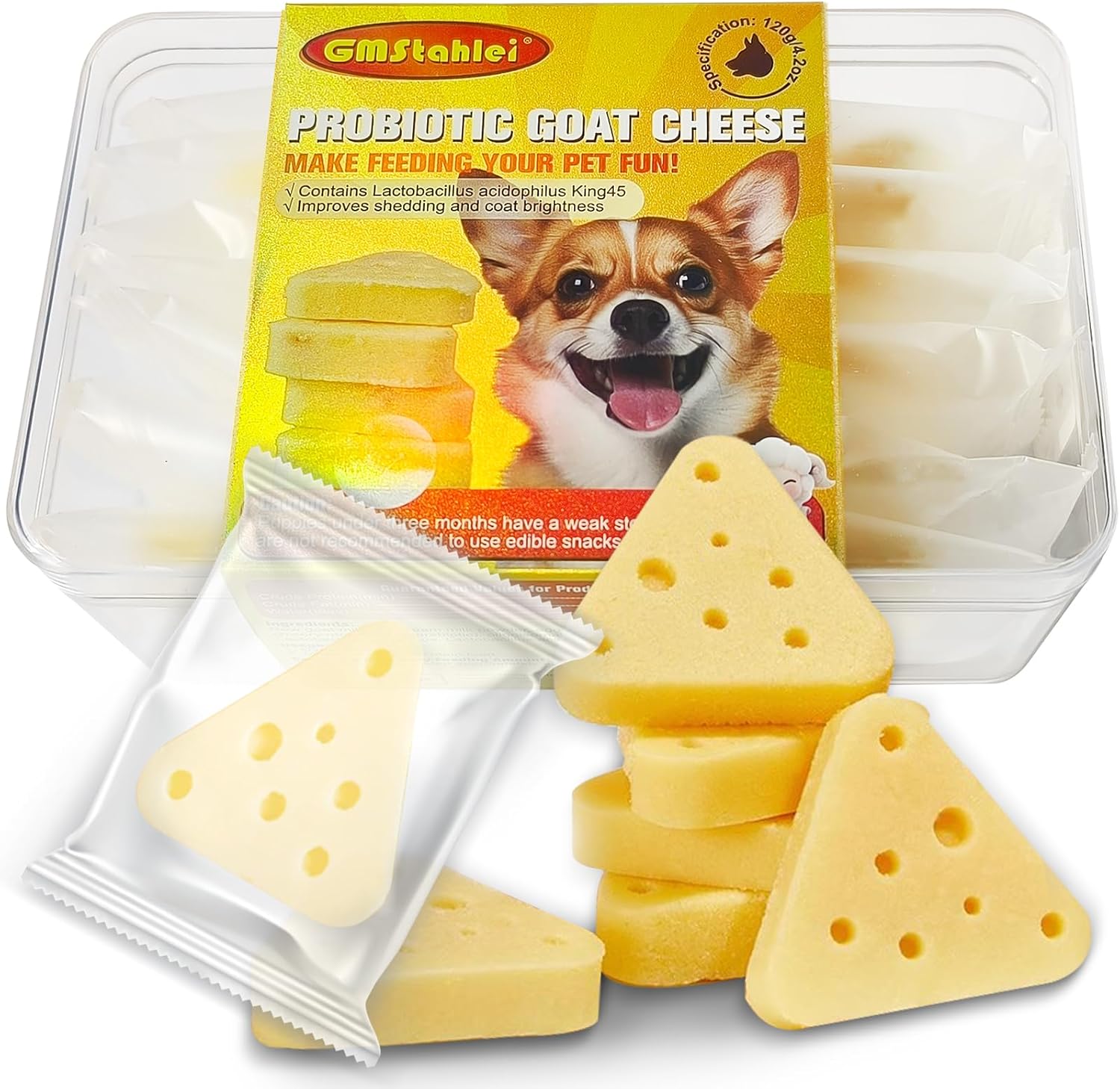 Freeze Dried Dogs Cats Goat Cheese Treats With Probiotic, Made With Goat Milk 15 Count Natural Cheese Training Rewards For Dogs Cats,High Protein Digestive Health & Skin Coat Support4.2 Oz / 120g Freeze Dried Dogs Cats Goat Cheese Treats with Probiotic, Made with Goat Milk - 15 Count Natural Cheese Training Rewards for Dogs Cats,High Protein Digestive Health & Skin Coat Support4.2 oz / 120g