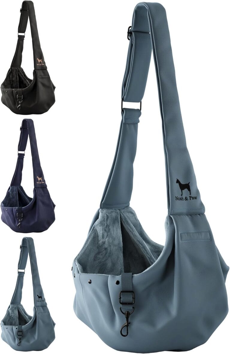 Noah & Paw Dog Sling Carrier for Small Dogs 5-18lb, Dog Sling for Small Dogs and Cats, Dog Carrier with Adjustable Padded Strap, Premium Twill, Lined with Fur, Double Safety Feature, Machine Washable