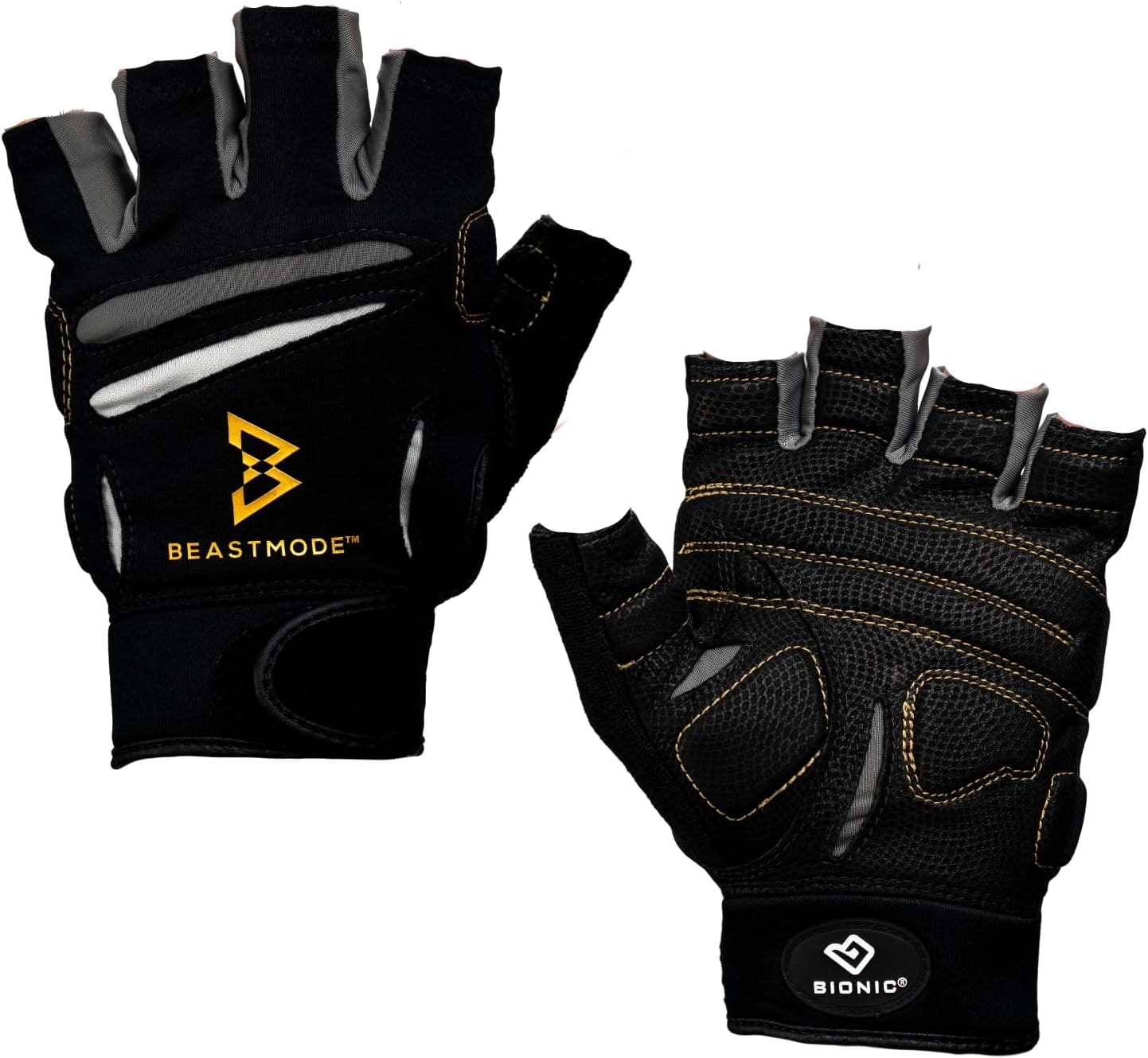 Bionic Men's Beastmode Half Finger Gym Workout Gloves Bionic Men's Beastmode Half Finger Gym Workout Gloves