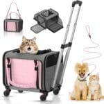 Pet Carrier with Wheels Airline Approved: Expandable Rolling Cat Carrier for Small Dog Under 25lbs - Cat Soft Carrier Pet Travel Bag TSA Approved Under Seat for Airplane Transport Flight