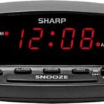 Sharp Digital Alarm Clock with Keyboard Style Controls, Battery Back-up, Easy to Use with Simple Operation, Black Case with Red LED Display