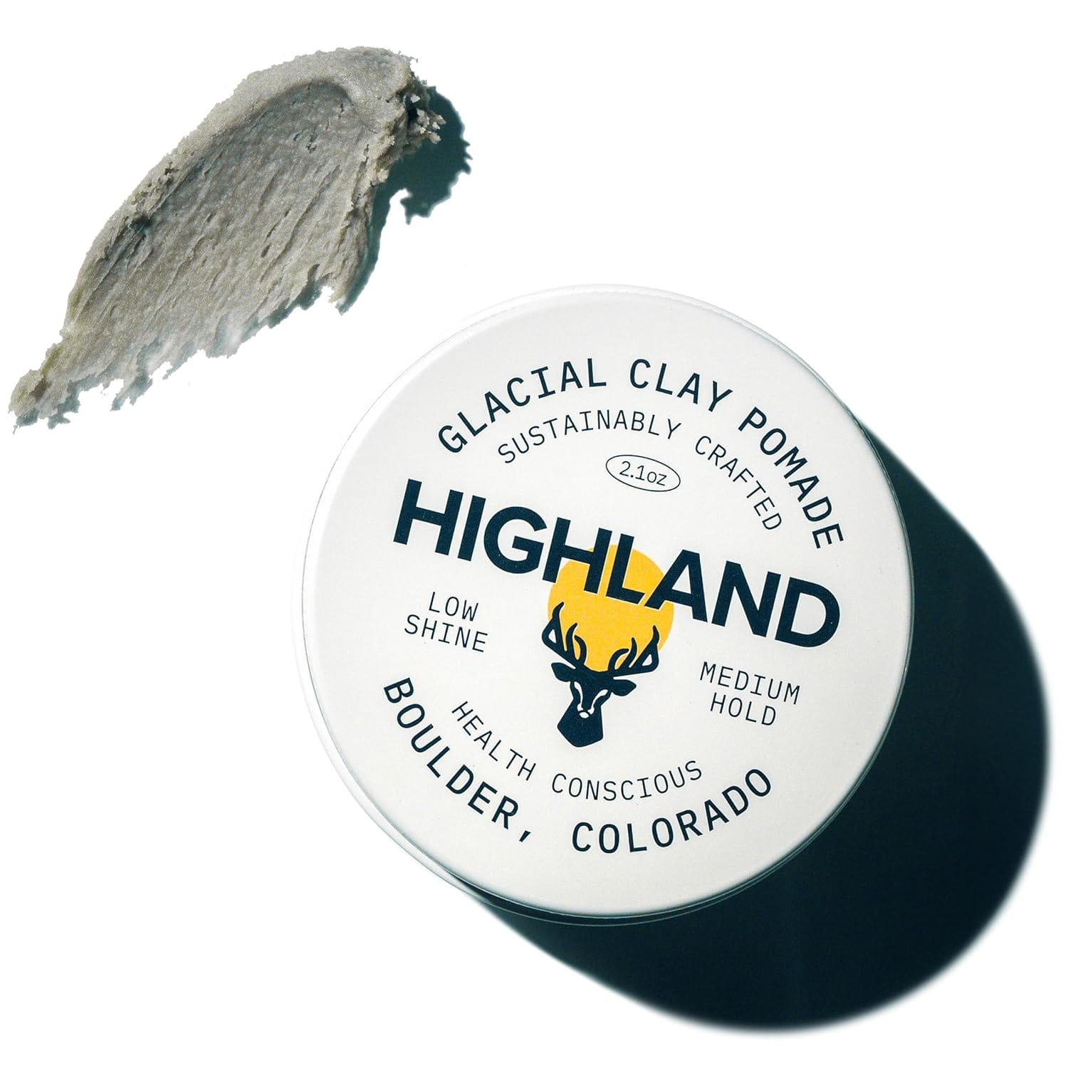 Highland Glacial Hair Clay Pomade Award Winning Hair Styling Clay For Men And Women Made With 100% All Natural And Organic Ingredients That Promote Hair And Scalp Health. Low Shine, Medium Hold. Highland Glacial Hair Clay Pomade - Award winning hair styling clay for men and women made with 100% all natural and organic ingredients that promote hair and scalp health. Low shine, Medium Hold.