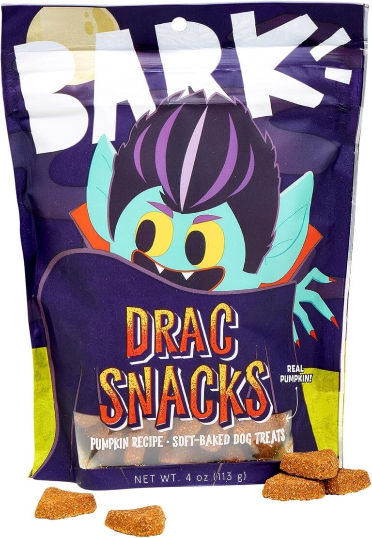 Barkbox Soft Baked Spooky Pumpkin Treats for Dogs  Allergy-Friendly, Vegetarian, Made with Real Pumpkin, No Corn or Soy (4 oz Bag)