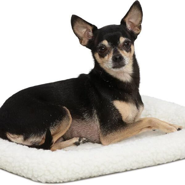 MidWest Homes for Pets QuietTime XXS Dog Bed  White Fleece Bolster, Ultra-Soft and Machine Washable, Fits 18-Inch Crates and Carriers, for Small Dogs and Cats