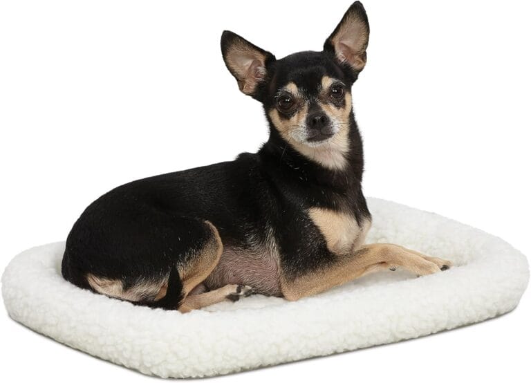 MidWest Homes for Pets QuietTime XXS Dog Bed  White Fleece Bolster, Ultra-Soft and Machine Washable, Fits 18-Inch Crates and Carriers, for Small Dogs and Cats