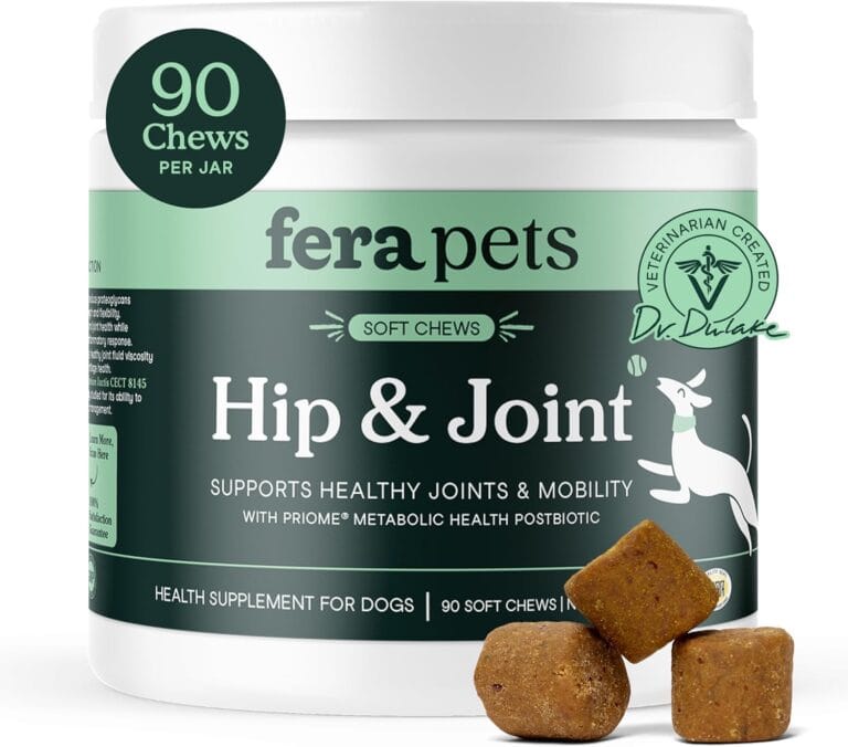 Fera Pets Hip & Joint Supplement for Dogs with Glucosamine, MSM, Chondroitin, & Green Lipped Mussel - Supports Healthy Joints and Weight Management - 90 Soft Chews