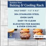 Ultra Cuisine Oven-Safe, Dishwasher-Safe 100% Stainless Steel Cooling and Baking Rack Set Heavy Duty Tight-Wire - 11.5 x 16.5-inch - Set of 2 - Half Sheet Pan Cooling Racks