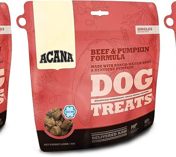 ACANA 3 Pack of Beef and Pumpkin Dog Treats, 3.25 Ounces Each, Freeze-Dried Raw Single-Source Protein
