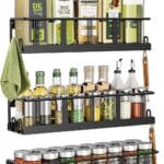 Spice Rack Wall Mounted 3 Pack, Space-Saving Spice Organizer for Spice Jars and Seasonings,Screw or Adhesive Hanging Spice Rack Organizer for Your Kitchen Cabinet,or Pantry Door