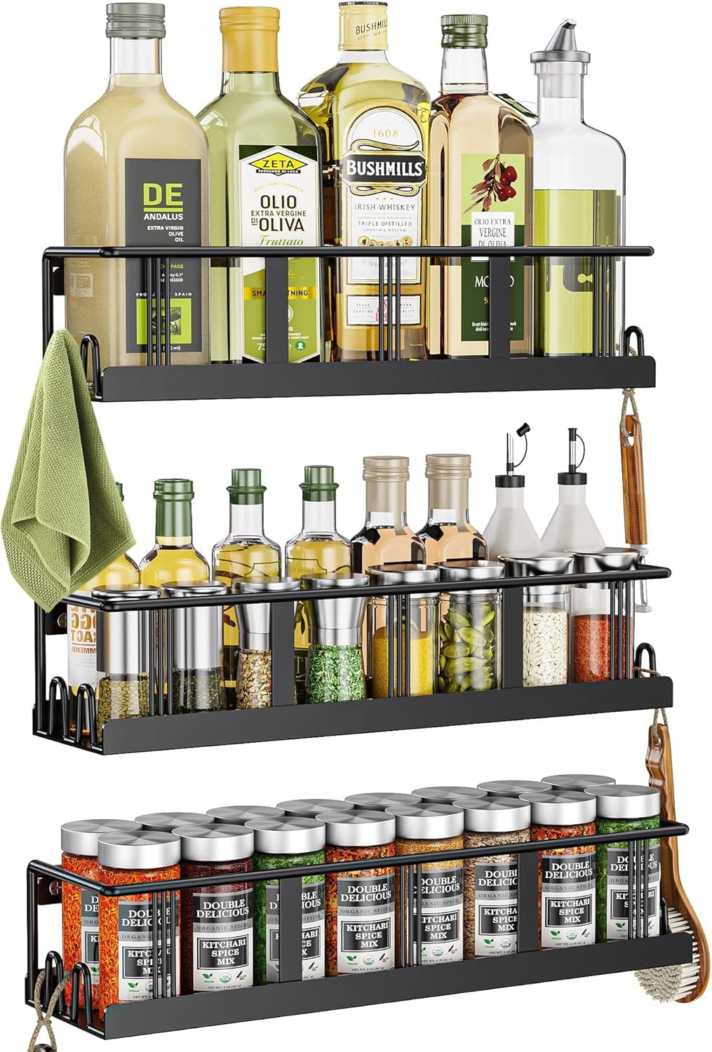 Spice Rack Wall Mounted 3 Pack, Space Saving Spice Organizer For Spice Jars And Seasonings,Screw Or Adhesive Hanging Spice Rack Organizer For Your Kitchen Cabinet,or Pantry Door Spice Rack Wall Mounted 3 Pack, Space-Saving Spice Organizer for Spice Jars and Seasonings,Screw or Adhesive Hanging Spice Rack Organizer for Your Kitchen Cabinet,or Pantry Door