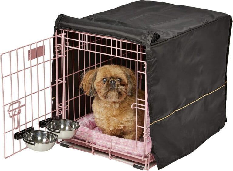 MidWest Homes for Pets Pink Fashion iCrate Starter Kit, 24-inch Dog Crate Bundle for Small Dogs, Includes Crate, Pet Bed, 2 Bowls and Privacy Cover