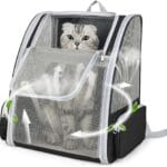Cat Backpack Carrier Large Pet Backpack for Small Dog Medium Cat Puppy Kitten Bunny up to 15lbs, Ventilated Mesh Dog Collapsible Travel Backpack for Hiking Walking Outdoor