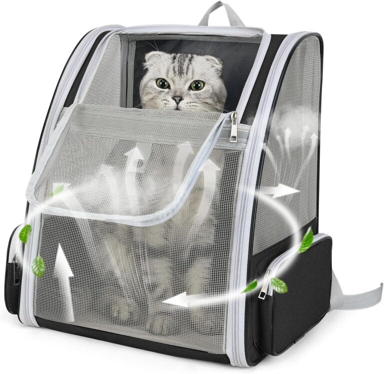 Cat Backpack Carrier Large Pet Backpack for Small Dog Medium Cat Puppy Kitten Bunny up to 15lbs, Ventilated Mesh Dog Collapsible Travel Backpack for Hiking Walking Outdoor