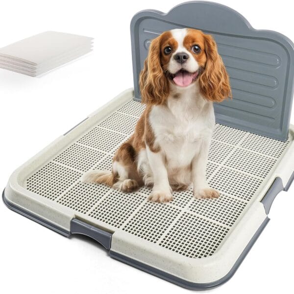 PAWISE Dog Pee Pad Holder Tray with Splash Guard, 23.6" Large Puppy Potty Training Tray, Puppy Litter Box with High-Wall, Indoor Pet Toilet for Small to Medium Sized Dogs