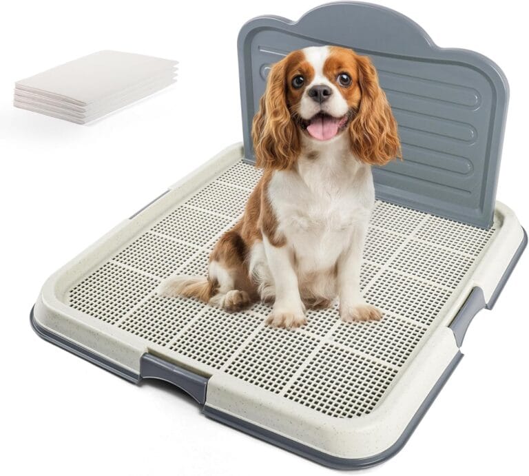 PAWISE Dog Pee Pad Holder Tray with Splash Guard, 23.6" Large Puppy Potty Training Tray, Puppy Litter Box with High-Wall, Indoor Pet Toilet for Small to Medium Sized Dogs