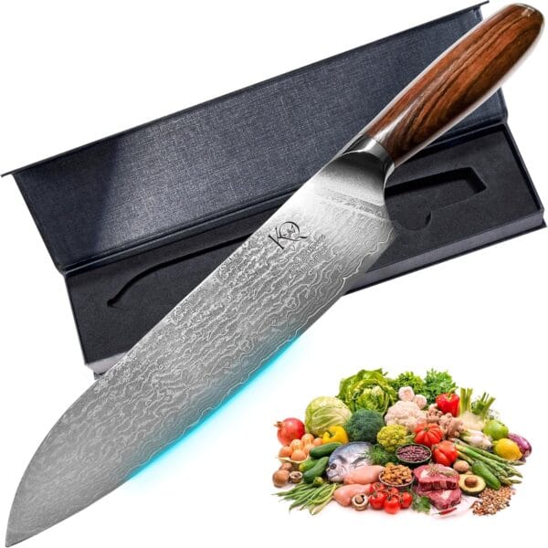 Japanese Kitchen Knife 7 Inch - Santoku Knife Ultra Sharp in High Carbon Steel - Japanese Chef Knife with Ergonomic Non-Slip Handle for Kitchen Precision Cutting