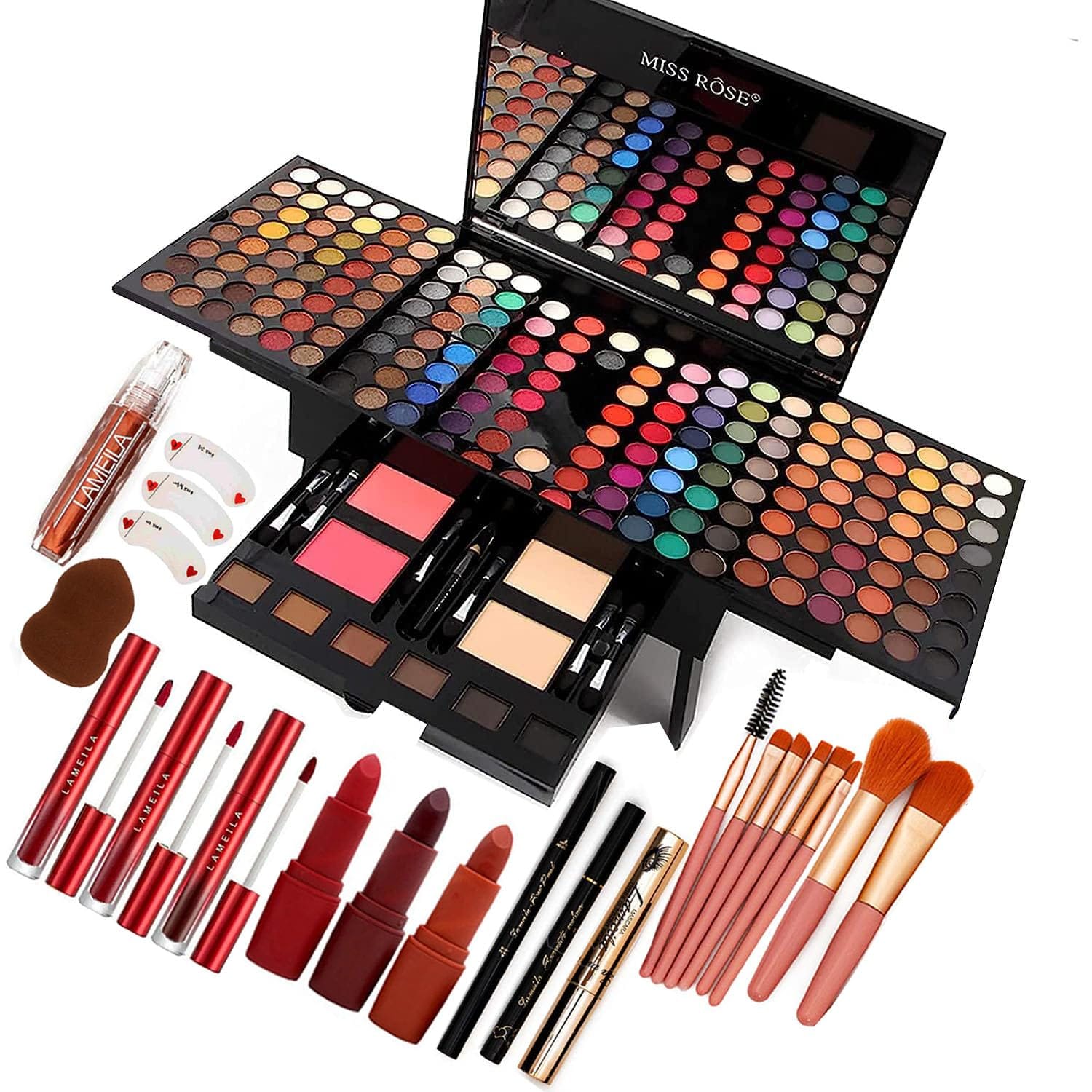 190 Colors Makeup Pallet,Professional Makeup Kit For Women Full Kit,All In One Makeup Sets For Women&Beginner,include Eyeshadow,Lipstick,Compact Powder,Eyeliner,Concealer(004 Black) 190 Colors Makeup Pallet,Professional Makeup Kit for Women Full Kit,All in One Makeup Sets for Women&Beginner,include Eyeshadow,Lipstick,Compact Powder,Eyeliner,Concealer(004-Black)
