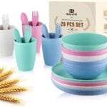 Wheat Straw Dishes Dinnerware Sets, Kaloo 20pcs Lightweight Unbreakable Dish Set, Microwave and Dishwasher Safe, Reusable Kids and Toddler Plates and Bowls Sets
