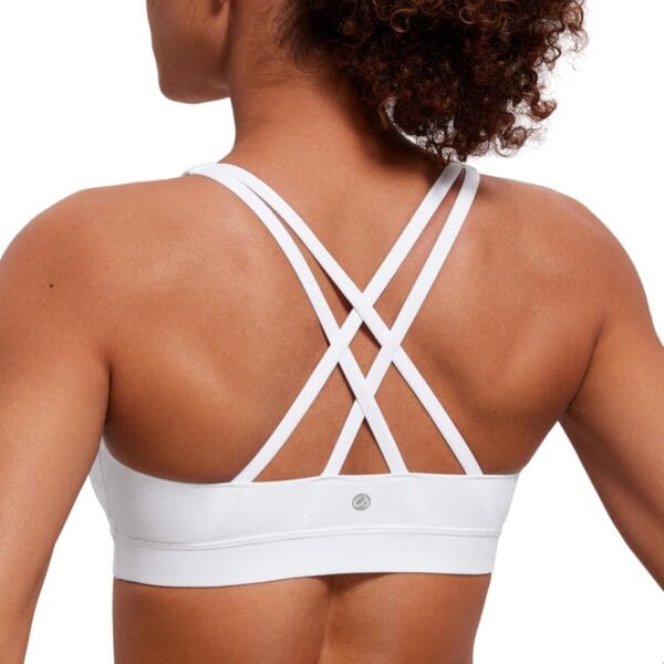CRZ YOGA Women's Strappy Sports Bras Fitness Workout Padded Yoga Top Criss Cross Back Cami