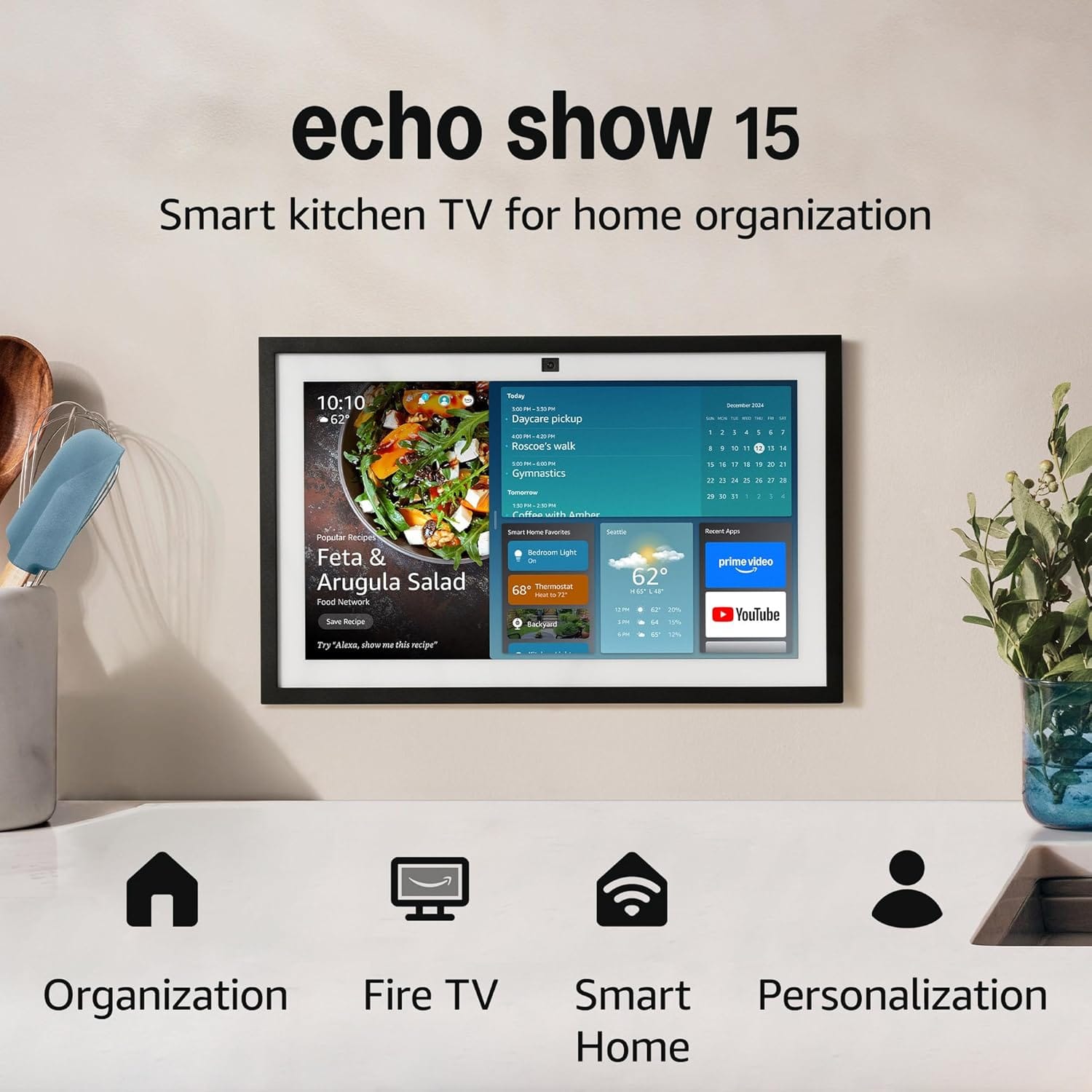 Amazon Echo Show 15 (newest Model), Full HD 15.6" Kitchen Hub For Home Organization, With Built In Fire TV And Alexa Amazon Echo Show 15 (newest model), Full HD 15.6" kitchen hub for home organization, with built-in Fire TV and Alexa
