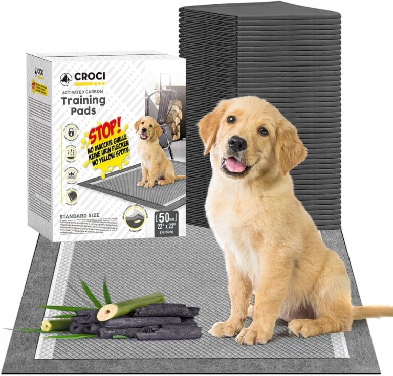 CROCI Puppy Pee Pads 22"x22" Charcoal Pee Pads, Odor-Control Charcoal Puppy Pads & Super Absorbent Dog Pads Holds Up to 4 Cups of Urine, Leak-Proof & Quick-Dry Dog Pee Pads, Disposable (50 Counts)