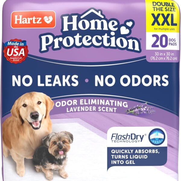 Hartz Home Protection Lavender Scented Dog Pads, XXL 20 count, Super Absorbent & Won't Leak, Odor Eliminating