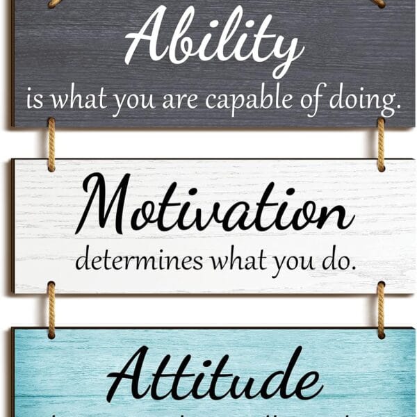 Jetec Office Wall Decor Inspirational Rustic Motivational Plaques with Sayings Wooden Hangings Ability Sign Bathroom for Home Office Art Decoration(Fresh Color)