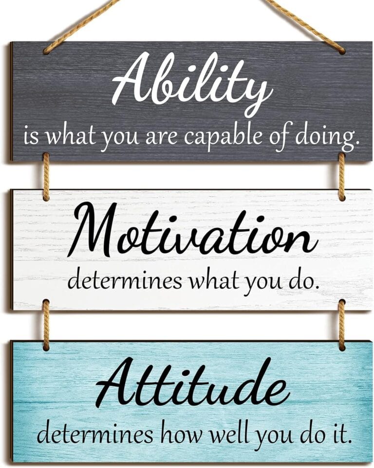 Jetec Office Wall Decor Inspirational Rustic Motivational Plaques with Sayings Wooden Hangings Ability Sign Bathroom for Home Office Art Decoration(Fresh Color)