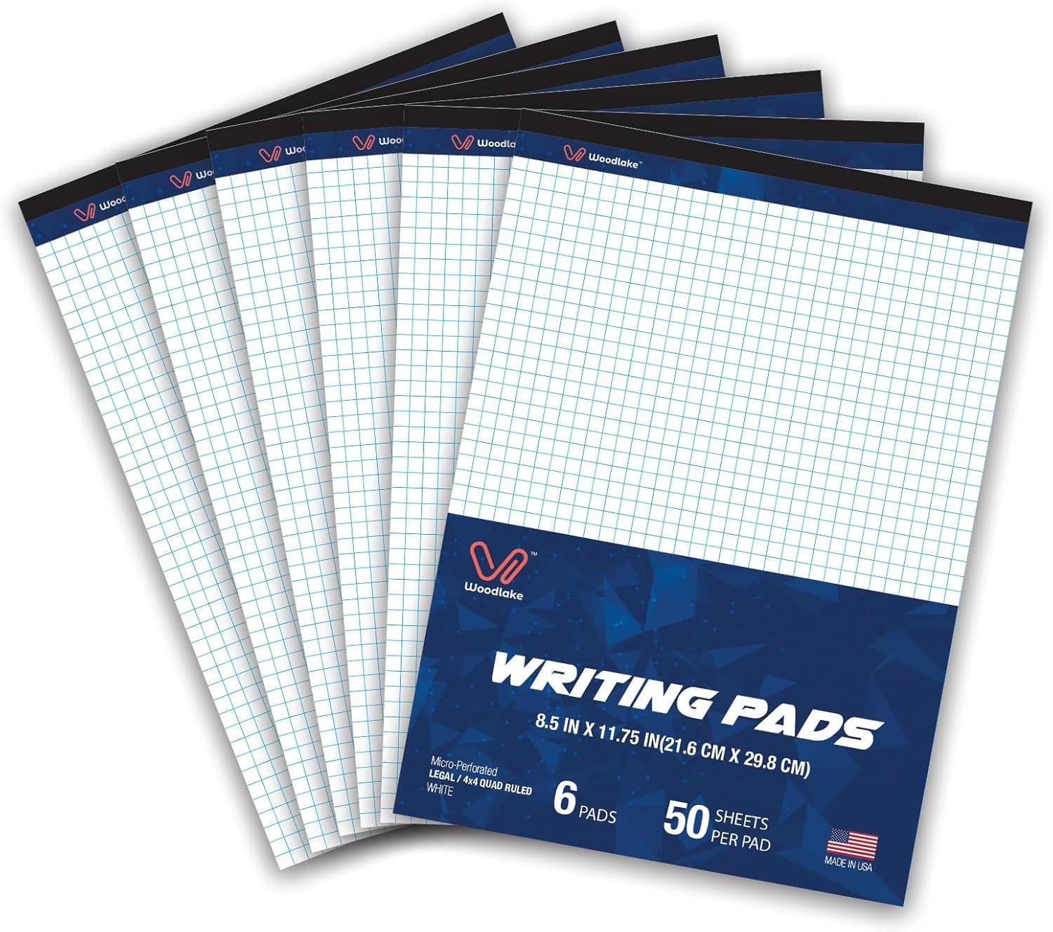 Woodlake Graph Paper Pads 8.5 x 11, 4x4 Quad Ruled, Premium Thick Paper Made In USA, No Ink Bleeding, 50 Sheets Per Pad,6 pack, Micro-Perforated Graph Paper Notebook Woodlake Graph Paper Pads 8.5 x 11, 4x4 Quad Ruled, Premium Thick Paper Made In USA, No Ink Bleeding, 50 Sheets Per Pad,6 pack, Micro-Perforated Graph Paper Notebook