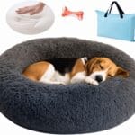 Pet Bed, Memory Foam Donut Dog Bed, Calming Round Dog Bed for Small Pets, Comfortable and Supportive Design, Orthopedic Ultra-Soft Plush, Anti-Stress Bed for Dogs and Cats (Grey)