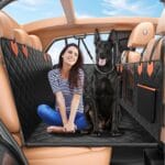 Hard Bottom Car Seat Cover for Dogs,Waterproof Dog Seat Cover for Back Seat Extender,Scratch-Proof and Anti-Slip Car Dog Hammock for Large Dogs SUV,Black(Holds 500 Lbs)