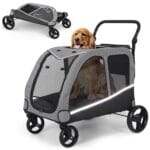 Dog Stroller for Large & Medium Dogs, Extra Large Pet Stroller, Dog Wagon for 2 Dogs, Foldable Design, Adjustable Handle, with Pocket, Up to 130 lbs