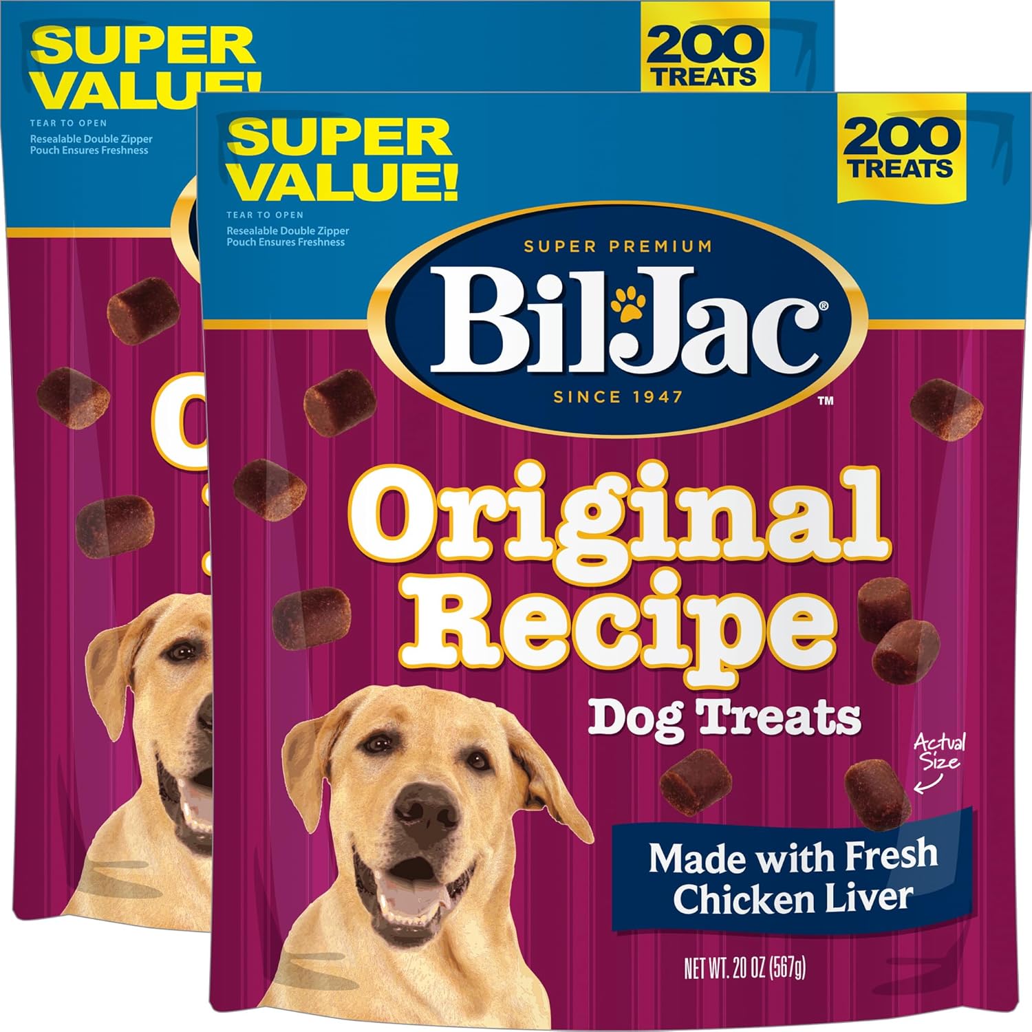 Bil-Jac Original Recipe Soft Training Treats for Dogs, Made with Real Chicken Liver, Resealable Double Zipper Pouch 20oz (2-Pack) Bil-Jac Original Recipe Soft Training Treats for Dogs, Made with Real Chicken Liver, Resealable Double Zipper Pouch 20oz (2-Pack)