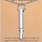 Mindfulness Breathing Necklace Stress Relief Pendant Stainless Steel Anxiety Breathe Necklace for Women Men