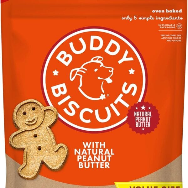 Buddy Biscuit 2 lb Bag of Crunchy Dog Treats, Made with Peanut Butter