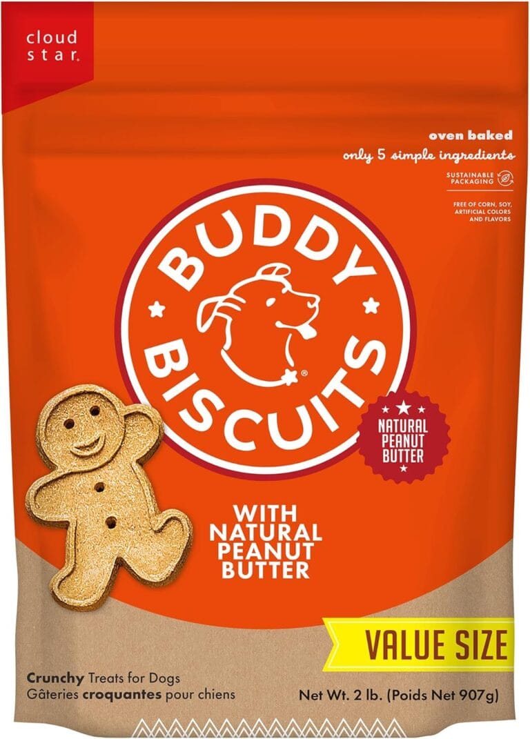 Buddy Biscuit 2 lb Bag of Crunchy Dog Treats, Made with Peanut Butter