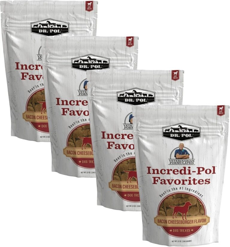 Dr. Pol Healthy All Natural Dog Treats - Incredi-Pol Gourmet Pet Treat Pack Made in USA, Baked Puppy Training Biscuits for Large or Small Dogs, Corn-Free, Bacon Cheeseburger, 12oz x4