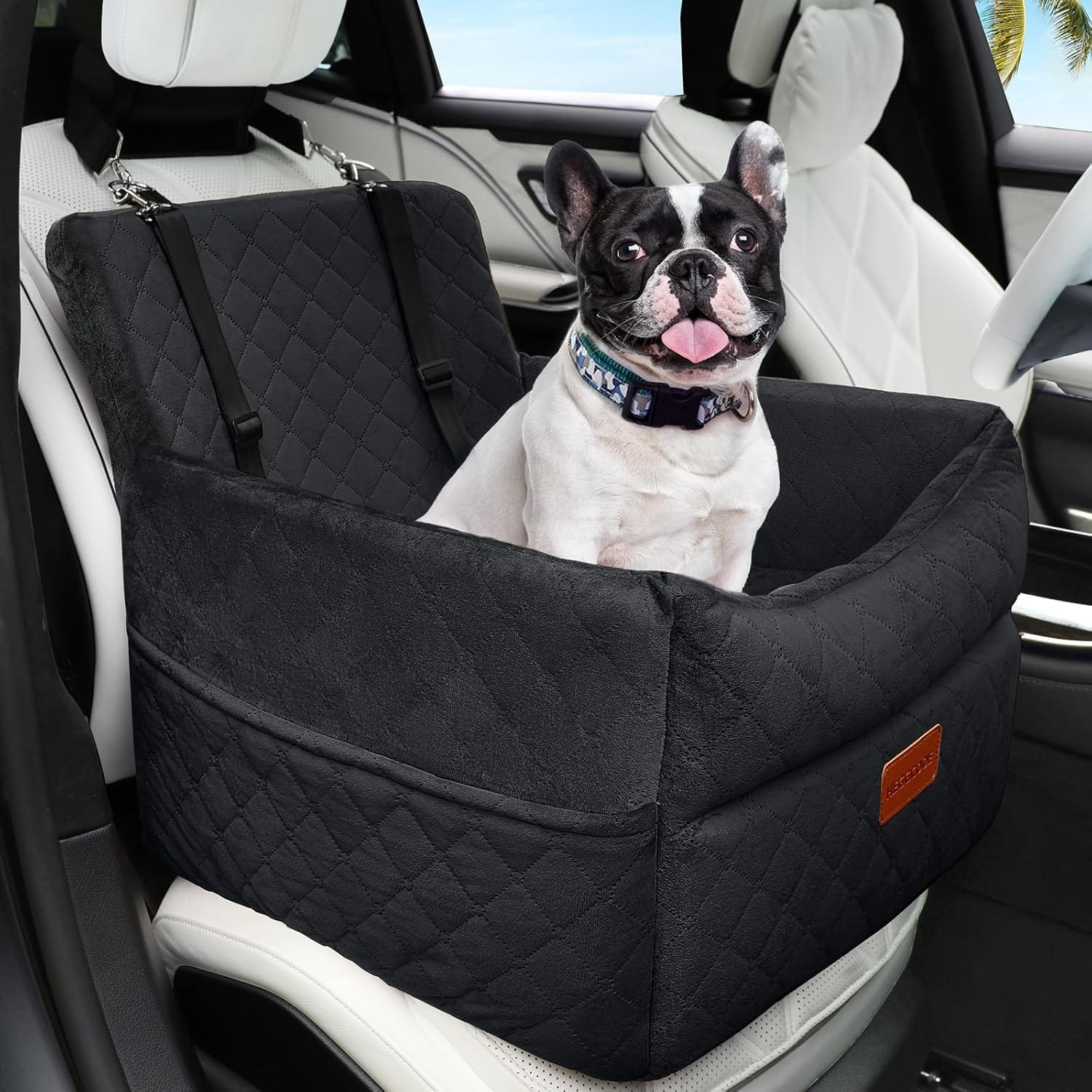 Small Dog Car Seat, Memory Foam Dog Booster Car Seats With Thick Cushion For Medium Dogs Under 35lbs, Detachable Washable Dog Bed For Car, Pet Carseat With Storage Pockets,2 Safety Belts Small Dog Car Seat, Memory Foam Dog Booster Car Seats with Thick Cushion for Medium Dogs Under 35lbs, Detachable Washable Dog Bed for Car, Pet Carseat with Storage Pockets,2 Safety Belts