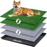 Dog Grass Pad with Tray - 41''x27'' Portable Dog Litter Box with 2 Pack Hemmed Edge Artificial Grass + 2 Washable Reusable Pee Pads, Indoor Outdoor Fake Grass Pad for Dogs Potty