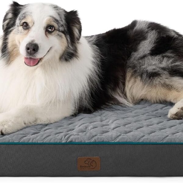 Bedsure Orthopedic Dog Bed for Extra Large Dogs and Crate - Thick Memory Foam Pet Mattress with Removable Washable Cover and Egg Crate Foam, Suitable for Pet Up to 100 lbs, XL 41x29x4 Inches, Grey