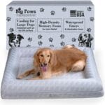 Big Paws Cooling Orthopedic Dog Bed for Large & Senior Dogs – High-Density Memory Foam, Waterproof Liners, Washable Cover, Non-Slip Base, Raised Bolsters – XL Mattress for Joint Relief