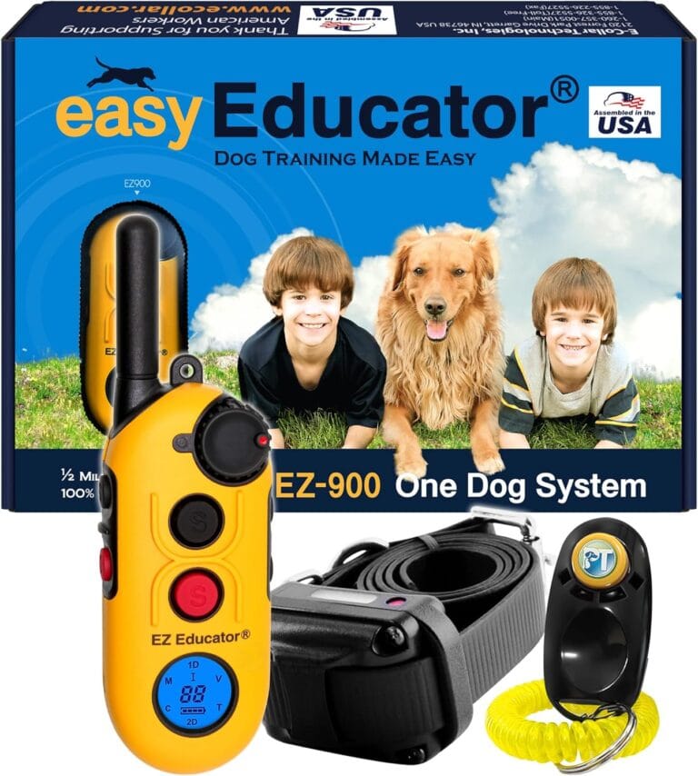 E-Collar Educator EZ-900-1/2 Mile Remote Waterproof Dog Trainer - Static, Vibration and Sound Stimulation Collar with PetsTEK Dog Training Clicker