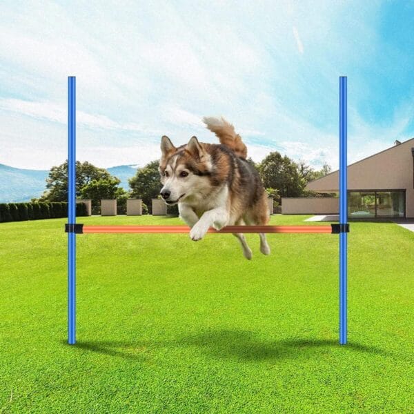 PAWISE Dog Agility Training Equipment, Pet Training Hurdles & Weave Poles Set with Adjustable Jump Bar, Outdoor Dogg Obstacle Course for Backyard Exercise, Portable Dog Agility Kit with Carry Bag