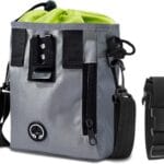 SunGrow Dog Travel Pouch, Training Bag for Treats, Kibbles, Toys & Accessories, Gray, Multiwear and Weather-Proof, 1 Pouch with Adjustable Shoulder Strap and Waist Belt