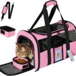 20" Large Cat Carrier Soft Sided for Cats Under 25 lbs, Folding Dog Carrier 20" Carrier for 2 Cats Travel Carrier - Pink