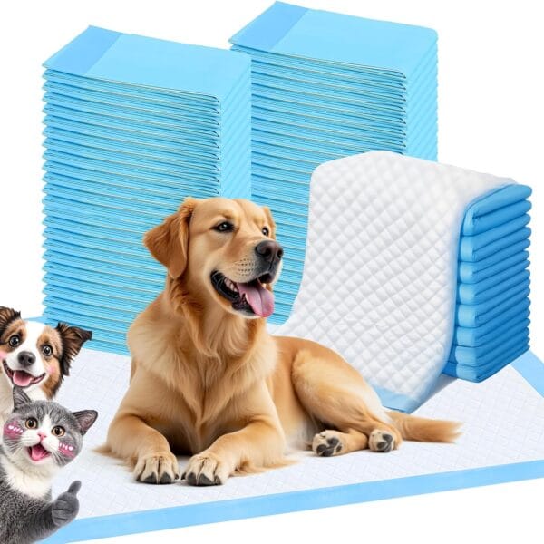 FluffyDream Super Absorbent Waterproof Dog and Puppy Pet Training Pad, Housebreaking Pet Pad,Blue (17.6"x23.6" (50PCS))