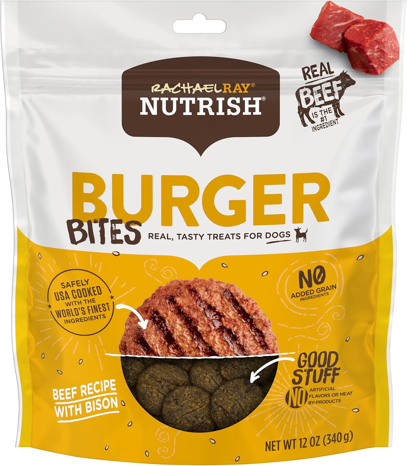 Nutrish Rachael Ray Burger Bites Dog Treats, Beef Recipe with Bison, 12 oz. Pouch Nutrish Rachael Ray Burger Bites Dog Treats, Beef Recipe with Bison, 12 oz. Pouch