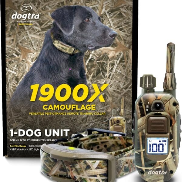 Dogtra 1900X Camouflage E-Collar - 3/4 Mile Range, Dogs 45 lbs+, IPX9K Waterproof, 100 Stimulation Levels, Vibration, Tone, Rechargeable - Ideal for Dog Owners and Professional Trainers