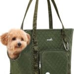 Pecute Dog Purse Carrier, Dog Carrier with Pockets for Small Dogs, Fits Dogs 5.5 lbs to 11 lbs, Cat and Puppies Tote Bag, Outing, Travel, Vet, Green