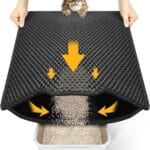 Cat Litter Mat Compact Size 23.6"x14.6" for Small Spaces, Upgrade Waterproof Leakproof Back Layer, Honeycomb Trapping Mat, Washable, Easy to Clean, Scatter Control Kitty Litter Matt, Black